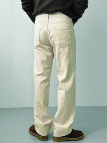 DAZY Autumn Washed Distressed Beige Men's Jeans - Apricot - View 6