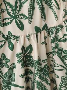 SHEIN Tween Girl Tropical Plant Print Casual Cami Dress - Green - View 6