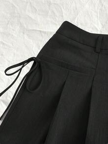 SHEIN EZwear Knotted Side Pleated Detail Wide Leg Trouser/Suit Pants In Fall/Winter