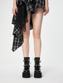 ROMWE Grunge Punk Women Ankle Boots & Booties Valentine's Day - Black - View 3