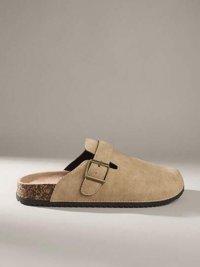 Solecia Zapatillas de mujer con suela gruesa, punta redonda con hebilla cuadrada, zapatos a juego