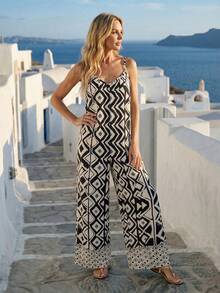 EMERY ROSE Bộ áo liền quần không tay họa tiết hình học, thích hợp cho kỳ nghỉ hè giản dị. - Nhiều màu - Xem 8