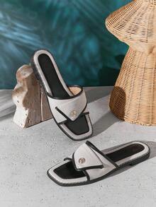 SHUZIA Women's Elegant Fold-Up Upper Slip-On Flat Sandals - Black - View 4