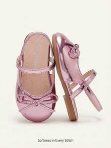 Cozy Pixies A Pair Of Fashionable Versatile Casual Golden Pink Party Fun Princess Style Cute Bow Bag Head Muller Shoes Princess Girl Baby Flat Shoes - Pink - View 1