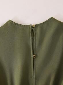 Firerie Kids Firerie Kids Tween Girl Casual Chic Commuter Stand Collar Ruffle Trim Belt Waist A-Line Dress, Military Green - Army Green - View 7