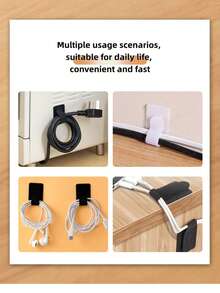 10-100pcs Sachets Of Cable Organizer With Straps For Under-Desk Cable Management. Multi-Purpose Cable Ties Suitable For Computer Cable Management, Desktop Cable Fasteners, Cable Organizers, And Cable Ties. - Black - View 8