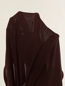 Auralis 黑色弹力缎面长喇叭袖圆领收腰连体衣，适合通勤、办公、派对、音乐节、生日等场合，大码可选。 - 棕色 - 查看 8