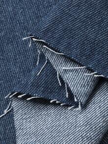 Livesso 女士休闲牛仔套装，翻领荷叶边下摆上衣和裤子，秋季款 - 藍色 - 查看 8