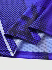 ROMWE MEN Men's Casual Round Neck Letter & Number Print Short Sleeve T-Shirt - Blue - View 4