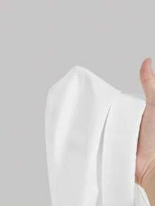 SHEIN MOD Áo kiểu dáng cỡ lớn tay loe, viền bèo nhún, tay phồng, màu trắng, eo thon. - trắng - Xem 7