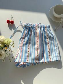 Comfortcana 2026新款春夏时尚女式休闲条纹碎花短裤，夏季女式沙滩短裤，适合海滩度假，2000年代风格 - 彩色 - 查看 7