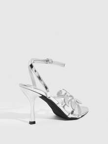 CUCCOO SZL 女士时尚优雅银色高跟凉鞋 - 銀色 - 查看 6