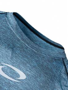 Acti Log Men's Comfortable Breathable Elastic Graphic Print Raglan Sleeve Sports T-Shirt - Grey - View 6