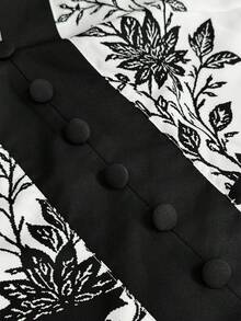 Xyvia قميص نسائي أنيق وعتيق بطبعة زهرية خفيف الوزن بتصميم أبيض وأسود مناسب للعمل والمواعيد في الربيع والصيف - أبيض وأسود - مشاهدة 2
