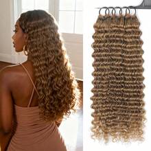 Boho Braids Human Crochet Hair In 100% Remy Human Hair Feather Line Crochet Hair Braids Salon Silky Seamless Invisible Natural Black Color For Thin Hair Woman Micro Pre Looped Crochet Human Hair Deep Wave Extensions