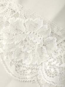 Dazy Plus Plus Size Lace Trim Ruffle Hem Top And Pants Pajama Set - White - View 3