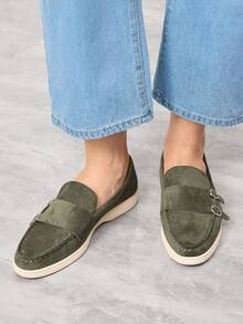 Sleekvia 2025 New Women Loafers Flat Slip-On Shoes, Comfortable Soft Bottom Casual Shoes - Green - View 5