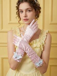 Joivida 1只蝴蝶结长手套 - 优雅精致的舞会手套 | 完美适用于表演、宴会和派对 | 高级礼仪装饰手套 | 理想的节日礼物之选 - 彩色 - 查看 4