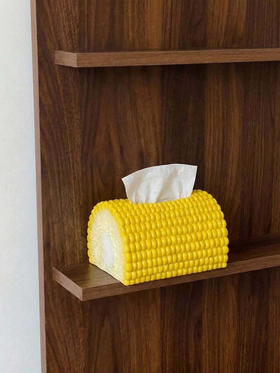 Joivida 1个玉米纸巾盒，餐桌纸巾盒，客厅家居装饰，桌面配件，创意，奢华，高端，浴室收纳盒 - 黃色 - 查看 1