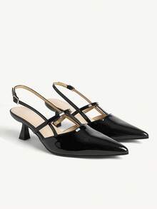 CUCCOO CHICEST Women's Pointed Toe Buckle Design Fashionable High Heels, Versatile For Daily Wear - Black - View 2