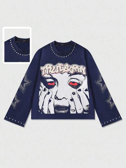 Street Life Herren Langarm T-Shirt mit Aufdruck, locker geschnittene Passform