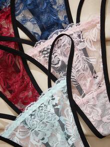 Charlaine 5pcs/Set Sexy Women's Lace Thong Panties, Romantic Ladies Underwear - Multicolor - View 4
