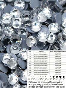 144/288/1440PCS  1Pack  Hot Fix Flatback Glass Rhinestones Sparkle Iron On Gem Stones For DIY Clothing Design Party Decoration Craft Sewing - White - View 14