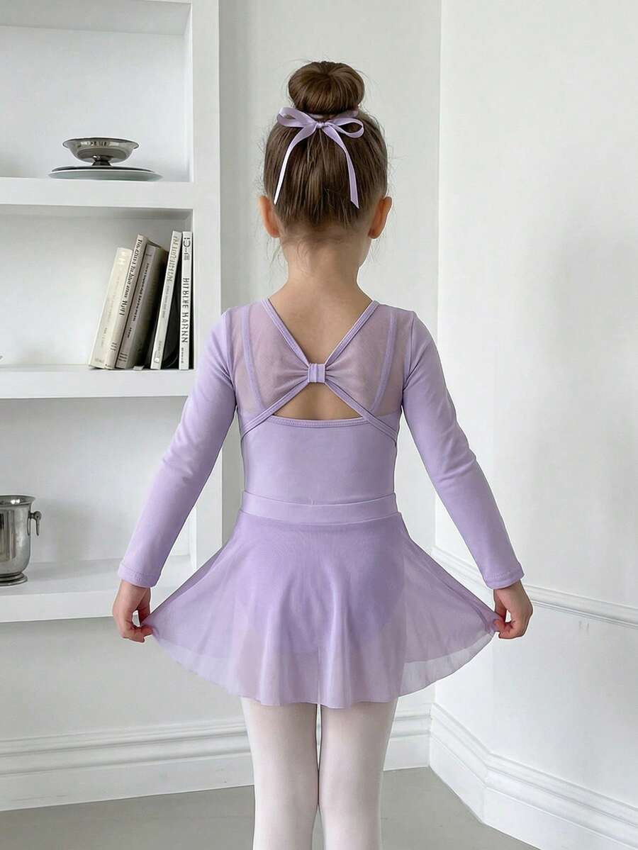 优雅可爱的少女芭蕾舞初学者紧身衣和蓬蓬裙运动套装 - 紫色 - 查看 1