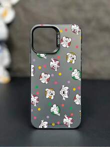 TOM & JERRY X SHEIN 1个汤姆和杰瑞可爱波点杰瑞卡通手机壳 | 彩色银色IMD二合一设计 | 黑色防滑大开口亮面手机壳 | 耐用保护套 | 复古卡通风格生日/节日礼物（朋友/家人/伴侣） | 兼容iPhone 17/17 Pro/17 Air/17 Pro Max、16/16 Plus/16 Pro/16 Pro Max、15-11/X/XS Max 和 Galaxy S25/S25 Ultra/S24-S22 系列 - 黑色 - 查看 5