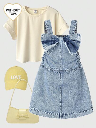 Đầm denim thường ngày cho bé gái, thiết kế mới với chi tiết bướm lớn phía sau, đầm denim màu xanh bạc.