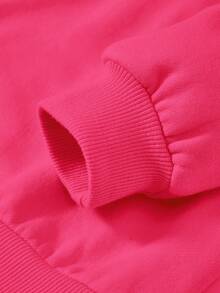 SHEIN 女婴针织柔软圆领宽松厚款卫衣，秋冬休闲装 - 玫紅色 - 查看 5