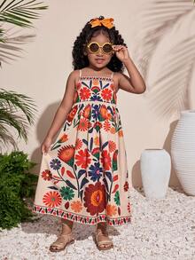 少女碎花无袖连衣裙，度假风 - 彩色 - 查看 4