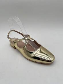 CUCCOO DOLLMOD Giày bệt Mary Jane trang trí nơ xinh xắn, màu mơ, mũi vuông, gót thấp, thích hợp đi làm, hẹn hò, dự tiệc, mua sắm, đi học, phong cách ngọt ngào. - Vàng - Xem 11