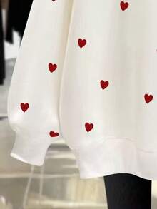 EMERY ROSE New Arrival Heart Graphic Crew Neck Sweatshirt For Women - White - View 5