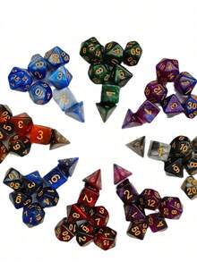5x7（35 颗）- D&D 骰子套装，多面骰子，适用于角色扮演游戏、万智牌和其他角色扮演桌面游戏，神秘骰子套装，10 面骰子，万圣节的绝佳礼物，惊喜礼盒骰子，多种款式，随机 D&D 骰子，适用于角色扮演游戏、万智牌和其他角色扮演桌面游戏，情人节、其他节日和生日的完美礼物，充满惊喜。 - 彩色 - 查看 9