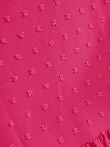 Rusticease Plus Size Women's Solid Color Round Neck Ruffle Short Sleeve Loose Blouse,Boho Summer,Western Wear Women,Vacation, Summer Tops - Hot Pink - View 5