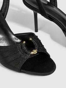 CUCCOO SZL Women's Circular Link Fashionable Daily Wear Versatile High Heel Sandals Valentine's Day - Black - View 9