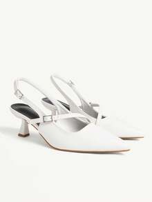 CUCCOO CHICEST Women's Pointed Toe Buckle Design Fashionable High Heels, Versatile For Daily Wear - White - View 2