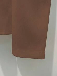 Franclia 优雅奢华的手工串珠装饰圆领收腰拉链后背白色衬衫，适合派对、约会、秋冬季穿着。 - 咖啡棕 - 查看 5