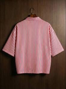 TOKVUE TOKUVE 男士休闲 Polo 衫，年轻时尚的拉链门襟 Polo 衫，简约休闲条纹面料，日常穿着，灵感源自 ，短袖翻领 T 恤/Polo 衫，适合音乐节、度假和日常穿搭，男士休闲衬衫，居家休闲，度假文化，可个性化定制，送给丈夫或男友的礼物 - 紅色 - 查看 2