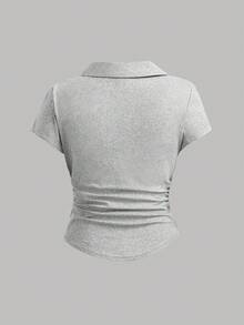 SHEIN Girlism 儿童夏季柔软舒适上衣三件套，黑/白/灰三色可选，百搭方领V领短袖T恤，设计师款夏季休闲Polo衫，修身合身剪裁，清新少女风，蝴蝶结刺绣纯色休闲Polo衫三件装，女童上衣套装，女童短袖上衣，女童针织衫，女童翻领衬衫，修身衬衫，青少年女童衬衫，舒适上衣，基础款女装上衣 - 彩色 - 查看 6