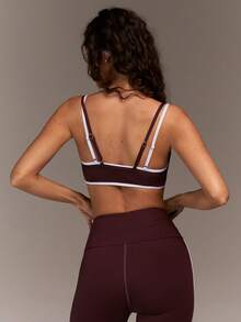 Fluxe Set de 2 piezas: Top corto deportivo y leggings de cintura alta con cordón para mujer - Café integral - Ver 5