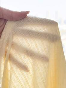 SHEIN 少女纯色扭结不对称领休闲T恤 - 黃色 - 查看 4