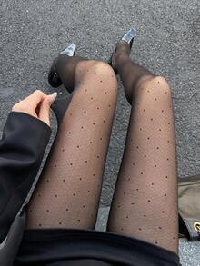DAZY 女款修身純色內搭褲，秋冬校園風 - 黑色 - 查看 6