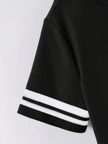 SHEIN Camiseta con gráfico de números y pantalón de chándal con ribete de rayas para niño preadolescente - Negro - Ver 5