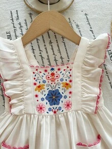 LMoss Kids Baby Girl Ditsy Floral Ruffle Hem Casual Dress - Multicolor - View 5