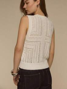 ATUI Studio Women's Casual Single-Breasted Sleeveless Knit Top - Apricot - View 2