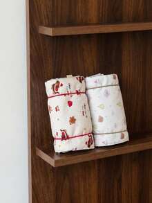 Joivida 1pc Cute Fabric Cosmetic Bag -Bib Bear Bundle Makeup Bag - Perfect For Travel & Daily Use, Hand Washable, Layered Makeup & Toiletry Organizer, Cute Cosmetic Bag, Holiday Gift Item, Playful Design - Beige - View 4