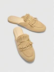 CUCCOO BIZCHIC 女士休闲套脚平底鞋，流苏设计，适合日常穿着 - 駝色 - 查看 10