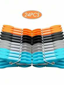 24/48Pcs Colorful Plastic Clothespins Set – 73mm Heavy-Duty Spring Clips For Laundry, Socks, Towels & Clothes Drying | Strong Non-Slip Clothes Pegs For Indoor/Outdoor Use | Durable Air-Drying Clothespins (Random Colors, Bulk Pack) - color - View 5